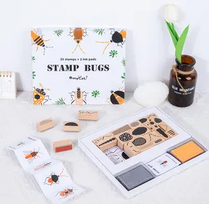 2022 Kids stamp toys with bug pattern wooden stamp for preschool kids educational stamp toy supplier