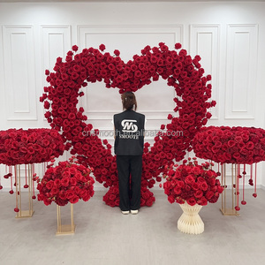 Liscio di alta qualità artificiale rosa rossa fiore Runner matrimonio rosso composizione floreale rosso Set di fiori - Product Image 5