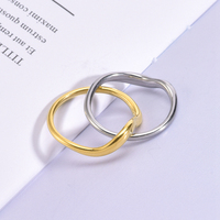 Bague Double doigt moderne en acier inoxydable plaqué or pour femme, Non ternie, vente en gros