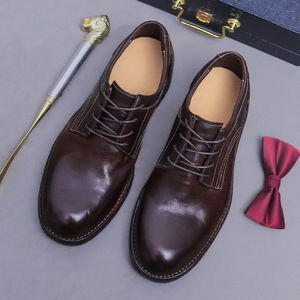 2026 Latest Summer Autumn Trendy Men's Cowhide Lace-up <b>Pointed</b> <b>Toe</b> Shoes <b>Flat</b> Sole Waterproof Breathable Lightweight Business - Product Image 3
