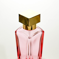 Botol Parfum Kaca Transparan 50ml Berkualitas Tinggi Warna Pink Kustomisasi Pribadi Khusus dengan Tutup Logam Emas