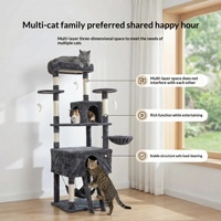Arbre à chat de luxe élégant et spacieux, avec plateau en bois écologique, structure d'escalade durable et planche à gratter en sisal