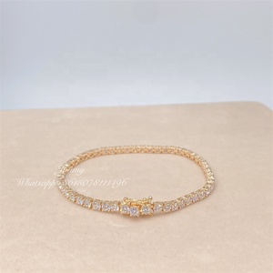 Grosir Perhiasan Hip Hop <span class=keywords><strong>10K</strong></span> Asli Kuning Putih Mawar Emas VVS Moissanite Berlian Es Keluar Gelang Tenis Kustom - Product Image 2