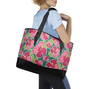 Fashion Custom Logo Pink Flower Travel Thermal Beach Cooler Bag Beer Drink Food Insulated Picnic Cooler Bag with Shoulder Strap - Product Image 6