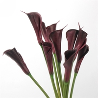 Bunga Calla Lily Buatan PU 65CM Warna Putih Burgundy untuk Dekorasi