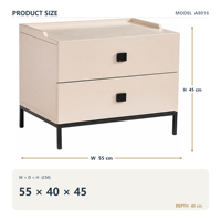 Table de chevet en bois massif beige avec 2 tiroirs, armoire de rangement moderne pour chambre à coucher, meubles de maison