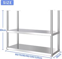 Étagère suspendue au plafond en acier inoxydable supports flottants support de casserole pour mur étagères de rangement à 2 niveaux organisateur support de fleur support