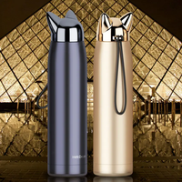 Gobelet d'isolation d'oreilles de chat et de renard mignon Double couche en acier inoxydable Thermos bouteille d'eau gobelet sous vide