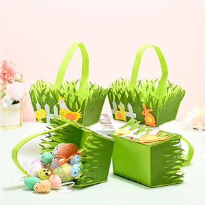 DD504 Nonwovens Colorful Egg Storage Candy Hand Bag Happy Easter Day Gift Bag Decor Mini Easter Bunny Basket