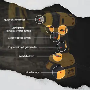 Outils robustes populaires sans brosse 350 N.m 21V 7500mA clé à chocs électrique sans fil Li-ion batterie