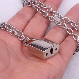 <span class=keywords><strong>Collar</strong></span> delicado de acero inoxidable <span class=keywords><strong>con</strong></span> <span class=keywords><strong>candado</strong></span> y doble <span class=keywords><strong>cadena</strong></span> para <span class=keywords><strong>hombre</strong></span> y mujer, Gargantilla <span class=keywords><strong>con</strong></span> cierre de llave, estilo Hip hop - Product Image 4