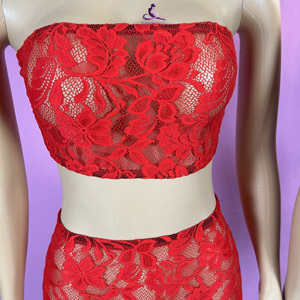 HR24018 2026 Conjunto de 2 Piezas de Encaje Transparente para Mujer, Top Tubo sin Tirantes, Shorts Ajustados, Atuendo Sexy para Club - Product Image 6
