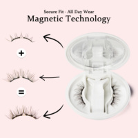 Ensemble de cils magnétiques 3D portables, naturels, denses et doux, réutilisables, format voyage, avec applicateur courbant doux, sans colle, personnalisable, marque privée
