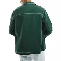 Veste en jean décontractée pour homme avec coutures contrastées et boutons apparents
