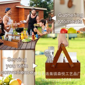 Wooden Cutlery Storage Box Knife Fork Holder <b>Desktop</b> Organizer Kitchen Utensil Rack Durable Solid Wood Design - Product Image 2