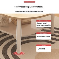 Table basse pour petits appartements, salon, table d'appoint de canapé, minimaliste, moderne, ovale, ultra-simple, en bois de couleur crème, avec rangement