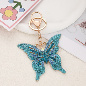 Porte-clés Papillon en Strass, Breloque de Sac en Cristal, Pendentif Anneau de Clés Plaqué Or avec Fermoir Mousqueton pour Sac à Main Femme, Voiture, Cadeau, Vente en Gros - Product Image 6