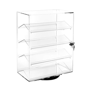 Vitrine rotative à 360 degrés en acrylique MOOCA Premium avec 4 étagères amovibles, serrure à clé, moderne, pour lunettes de soleil, bijoux, objets de collection - Product Image 1