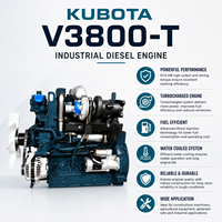 Moteur diesel turbocompressé 4 cylindres KUBOTA série V3800 V3800-T 61,6 kW 82,6 ch 2200 tr/min pour machines de construction