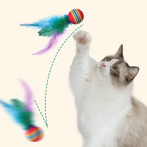 Tüy kedi oyuncak Pet ürünleri ile EVA köpük topu kedi gökkuşağı tüy topu oyuncak - Product Image 6