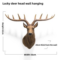 Tête de cerf en résine au design détaillé, décoration murale de style nordique, sculpture animale artificielle pour la décoration de fond de bar ou de chambre d'hôtel
