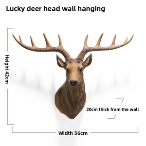Decorazione da parete con testa di cervo in resina, <span class=keywords><strong>design</strong></span> dettagliato, stile nordico, scultura di animale finto per decorazione di sfondo per bar, hotel e camere. - Product Image 2
