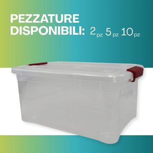 Contenedores de Almacenamiento de Plástico Transparente de 10 Litros con Cierre a Presión, 37x25.5x17 cm, Juego de Contenedores para Ropa - Product Image 3