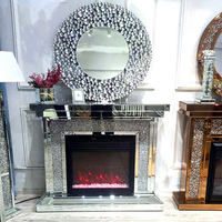 Cheminée électrique à miroir LED pour salon, meubles en diamant concassé