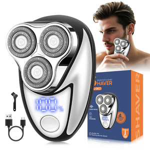 Recortadora de Pelo Magnética Portátil de Tres Cuchillas para Hombre, Afeitadora Rotatoria de Acero Inoxidable, Alimentación USB, Uso Doméstico y en Hoteles, Triple Cuchilla Eléctrica - Product Image 1