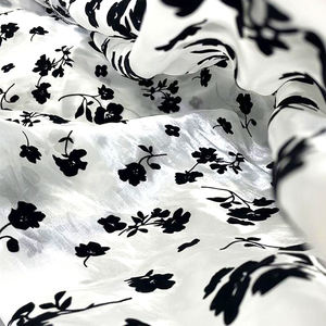 Черная флокированная ткань из органзы с цветочным узором, светящаяся, легкая, для женских элегантных платьев, сарафанов, отделки, аксессуаров, оптом - Product Image 2