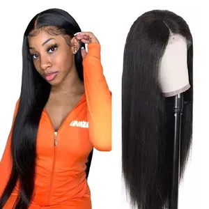 Groothandel Rauwe Cambodian Hair Lace Front Pruiken 100% Maagdelijke Steil Human Hair Lace Front Pruiken Transparant Lace Human Hair Pruiken