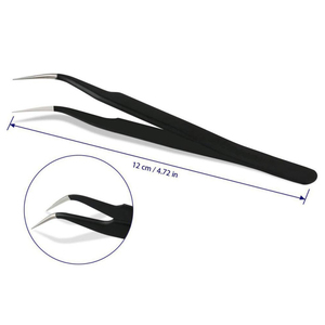 Pince à épiler pour cils à prix abordable, disponible en modèles courbés et droits, en acier inoxydable, pince à épiler extensible pour volume - Product Image 1