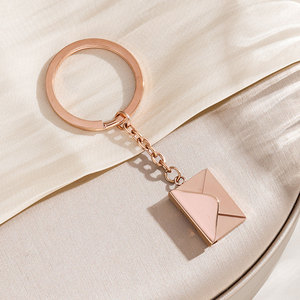 Porte-clés pendentif enveloppe ouvrable, en acier inoxydable, gravure laser DIY, pendentif polyvalent pour couple - Product Image 2