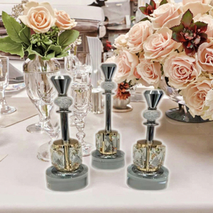 Elegant <strong>Silver</strong> Metal <strong>Candlestick</strong> with Crystal Holder Wedding Table Centerpiece and Home Decoration for Easter - Product Image 4