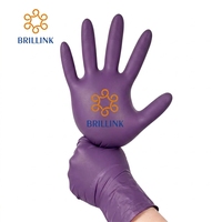 Gants en nitrile jetables Brillink pour usage domestique, couleur violette, sans poudre, sans latex, imperméables, compatibles écrans tactiles, durables, taille moyenne, qualité alimentaire