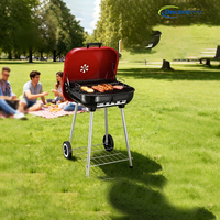Barbecue au charbon de bois de haute qualité pour l'extérieur avec roues, grande surface de cuisson portable, barbecue parfait