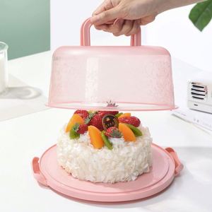 Hot Sale Cake Carrier Portable Round Cake Container Holder with Handle Two Sided Base for Pies <b>Cookies</b> - Product Image 2
