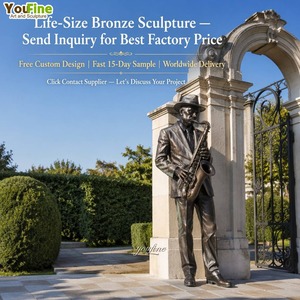 Statue de saxophoniste de jazz en bronze coulé grandeur nature pour la décoration de parcs et jardins extérieurs - Product Image 6