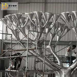 Jiahua Stainless Steel Illuminated <b>Tree</b> Large <b>Outdoor</b> Floor Mount Plant Sculpture Handmade Irregular Shape - Product Image 4