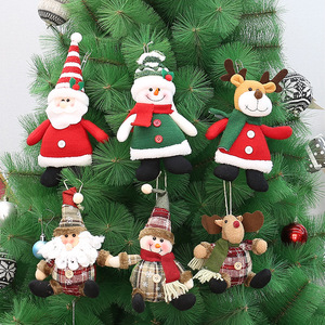 Christmas Tree Hanging Dolls Santa Snowman Reindeer Fabric <b>Ornaments</b> <b>Small</b> Size 2-4 Inch Decorations - Product Image 1