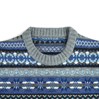 AiNear Vente en gros Logo personnalisé Design Oem & Odm Fair Isle Pull-over en tricot de laine à manches longues et col rond en jacquard bleu pour hommes