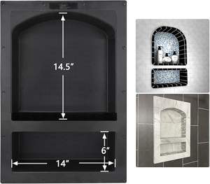 رف حمام مدمج مقاوم للماء مقاس 17 × 25 بوصة مصنوع من البلاستيك ABS مع رفوف مزدوجة للفنادق والمنازل - Product Image 4