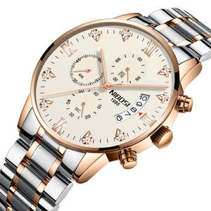 Pour NIBOSI 2309-2 hommes affaires montres à Quartz Logo personnalisé diamants étanche acier inoxydable verre cadran pointeur Shanghai - Product Image 5