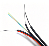 Kabel Drop FTTH LSZH Berjaket Baja Galvanis 1.2mm dengan Kawat Messenger untuk Pemasangan Udara Luar Ruangan 1 Inti dengan Strip Merah Garansi 25 Tahun