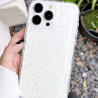 Étui Coque Baleine Blanche ZL292 pour iPhone 17 Pro Max, 16 Pro Max, 15 Plus, 14 Pro, Airbag, 13 Transparent