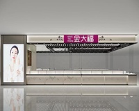 Vitrine de bijoux en acier inoxydable Full-Vision Vitrine en verre éclairée par LED pour magasins de détail et centres commerciaux