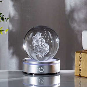 <span class=keywords><strong>Honor</strong></span> Of Crystal Sistema Solar personalizado Led luz de noche constelación del zodiaco esfera 3D bola decorativa de cristal - Product Image 5