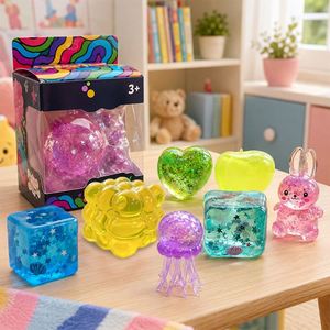 Soft Crystal Animal Squeezers Colorful TPR Fish Bowl Puffer Cube Diamond Tactile Calm Birthday Giveaway Set - Product Image 6