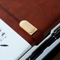 Carnet A5 en cuir PU, ensemble cadeau avec stylo, 100 feuilles 100 g/m², style vintage rétro, fermoir doré, reliure cousue, cadeau d'affaires, vente en gros