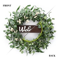 Couronne de plantes artificielles Feuilles d'eucalyptus artificielles Couronne d'eucalyptus Vigne Porte suspendue
